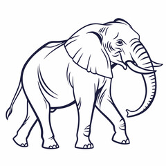 Simple a Elephant line art vector design white background