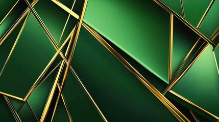 Abstract Green and Gold Geometric Shapes