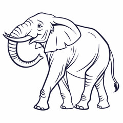 Simple a Elephant line art vector design white background