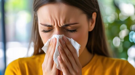 Coping with allergies or cold symptoms home emotional wellness indoor close-up health and self-care