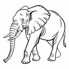 Fototapeta premium Simple a Elephant line art vector design white background