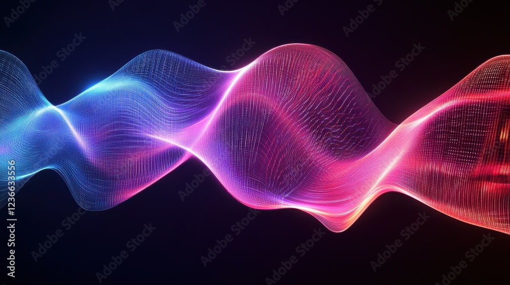 Poster big data network visualization concept. digital music industry, abstract science vector background. 