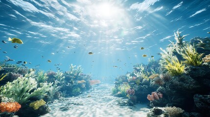 Schools of Fusiliers and Mackerels Swimming in the Light-Filled Ocean