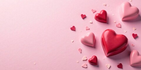 A romantic arrangement of heart-shaped confections on a delicate pink backdrop