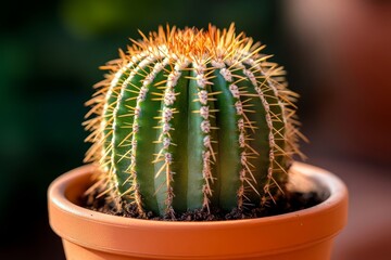 Cactus in a pot isolated on a white background, studio shot with hard lighting and high-resolution photography.