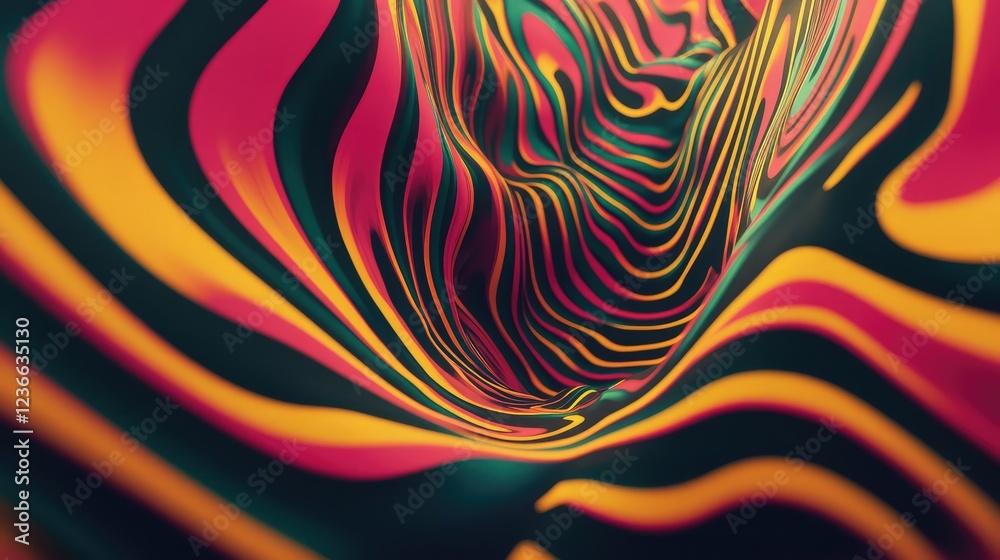 Poster vibrant abstract waves of color flowing in dynamic curves creating a mesmerizing visual experience f