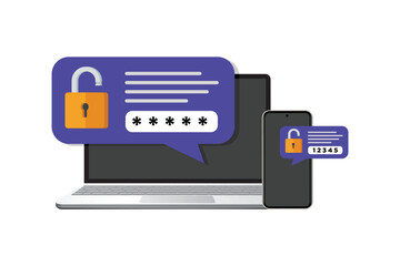 Fototapeta premium Two steps authentication. Verification code message on smartphone. Notice with code for secure login or sign in.