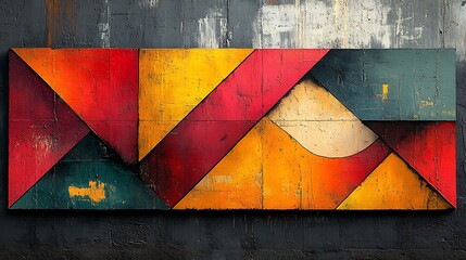 Naklejka premium Abstract Geometric Wall Art Featuring Warm Colors