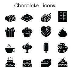 Chocolate icon set in thin line style