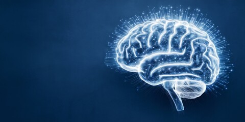 Human Brain Network with Glowing Neural Connections, Represents Artificial Intelligence, Innovation, Advanced Computing, Futuristic Technology, Cognitive Science, and Data Visualization.