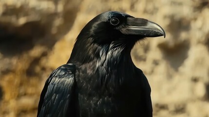Fototapeta premium Majestic Raven Portrait: A Dark and Mysterious Bird