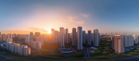 Obraz premium Stunning Sunset Panorama over Singapore's Skyline