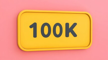 Social Media 100K Followers Notification Achievment On Vibrant Pink Background, 3D Illustration