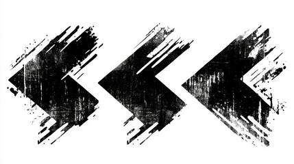 Illustration of three black arrows, each with a distinct stroke pattern, moving right