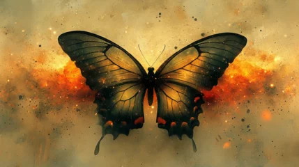 Photo sur Plexiglas grunge background with butterflies