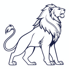 Simple a Lion line art vector design white background