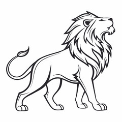 Simple a Lion line art vector design white background
