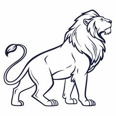 Simple a Lion line art vector design white background