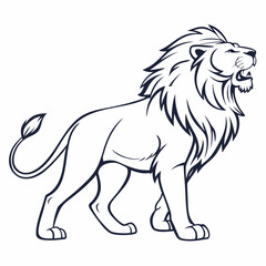 Simple a Lion line art vector design white background