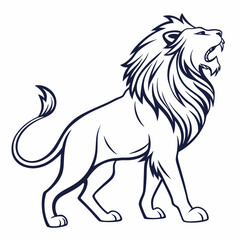 Simple a Lion line art vector design white background
