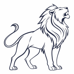 Simple a Lion line art vector design white background