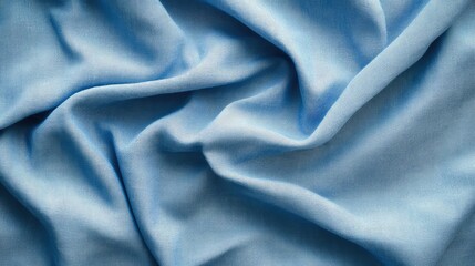 Fototapeta premium Light blue cotton fabric background, simple and minimal texture with soft waves
