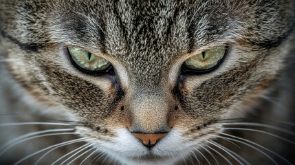 Obraz premium Intense Gaze: A Close-Up Portrait of a Tabby Cat