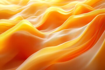 Fototapeta premium Golden Yellow Waves Abstract Background with Soft Curves and Light Effects, High-Definition 3D Rendering