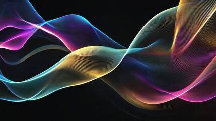 Fototapeta premium Abstract Colorful Waves on Black Background