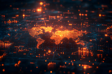 Naklejka premium Global growth strategies illustrated on business charts.