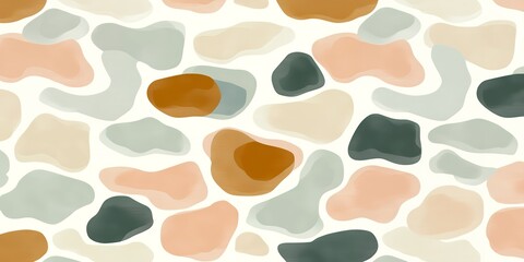 Abstract Seamless Pattern Soft Pastel and Earthy Tones Organic Shapes Background Texture