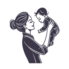 Happy family silhouettes vector illustration on isolated white background