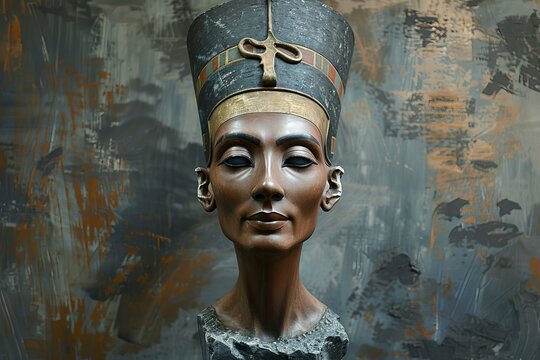 Nefertiti bust representing the great royal wife of akhenaton, an egyptian pharaoh