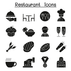 Restaurant icon set in thin line style