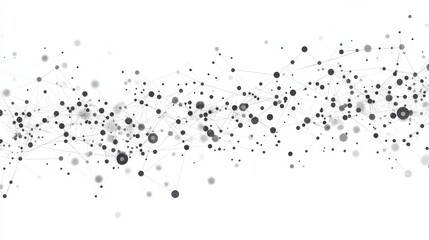 An abstract mesh of connected dots and lines on a clean white background, representing digital technology networks and big data analysis.