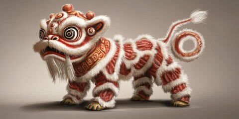Festive lion dance costume, Asian culture, celebration.
