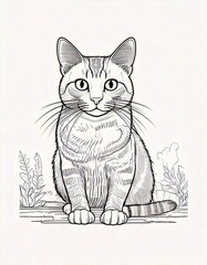 cat colouring in pages, animal outline vector illustration cats 