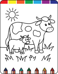 Adorable Farm Animals Coloring Pages for Kids, Happy Farmyard Printable Coloring Pages for Children, Barnyard Buddies Cute Farm Animal Coloring Sheets