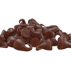 A close-up view of chocolate with a transparent background is suitable to complete your design needs