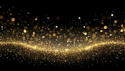 Sparkling Gold Glitter Texture Festive Shimmering Background with Bokeh Lights