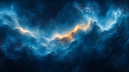 Obraz premium Celestial Nebula Illuminated By Golden Light
