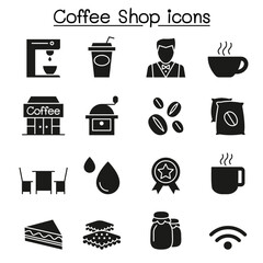 Coffee icon set in thin line style