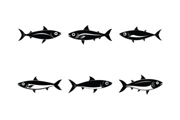 sardine fish design, labeled vector silhouette illustration.