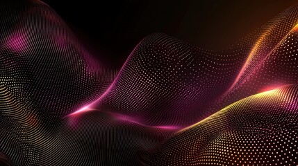 Abstract Colorful Waves with Dots and Light Effects in Dark Background