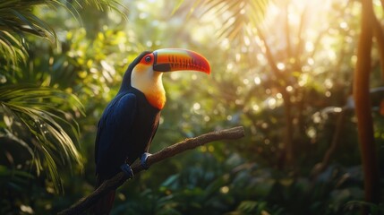 Obraz premium Vibrant Toucan in Lush Tropical Paradise