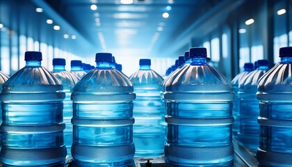 Rows of big bottle of drinking water supply 