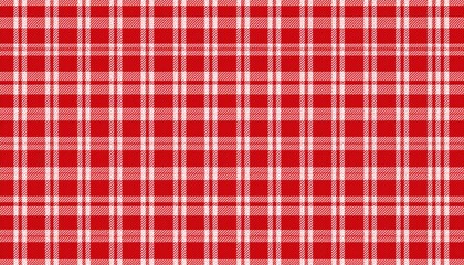 Red white tablecloth pattern lines. Gingham seamless pattern. Christmas backgroound. Strokes texture for textile shirt plaid, tablecloth, cloth, blanket, paper, makeup. Checkered print.