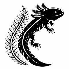 Axolotl vector silhouette black design white background