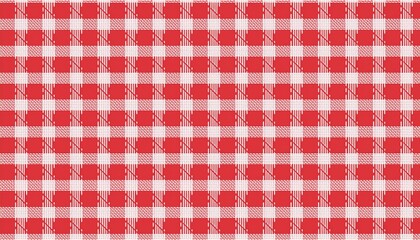 Fototapeta premium Red white tablecloth pattern lines. Gingham seamless pattern. Christmas backgroound. Strokes texture for textile shirt plaid, tablecloth, cloth, blanket, paper, makeup. Checkered print. 