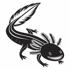 Axolotl vector silhouette black design white background